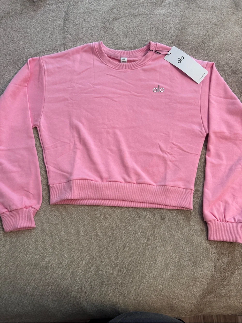 Alo Pink Cropped Crewneck Sweatshirt 🎀